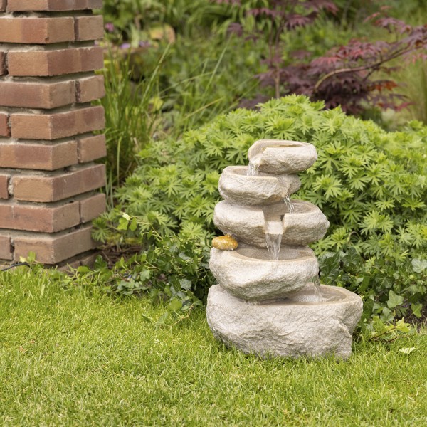 LED Brunnen Wasserfall - Gartenbrunnen - Polyresin - 3 warmweiße LE... von MARELIDA