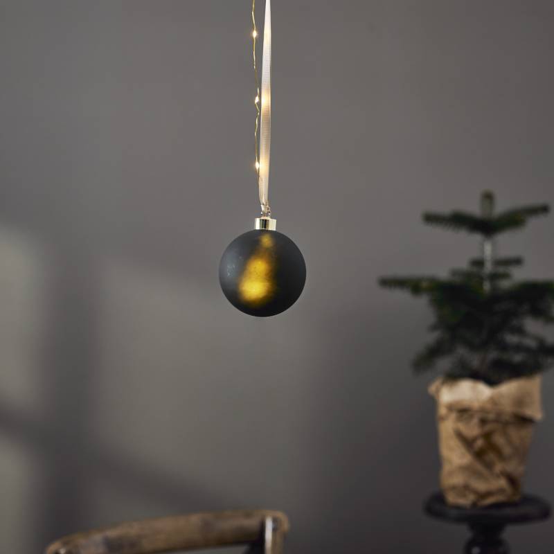 LED Christbaumkugel - Weihnachtskugel - Glas - 16 warmweiße LED - D: 10cm - Timer - Batterie - grün von MARELIDA