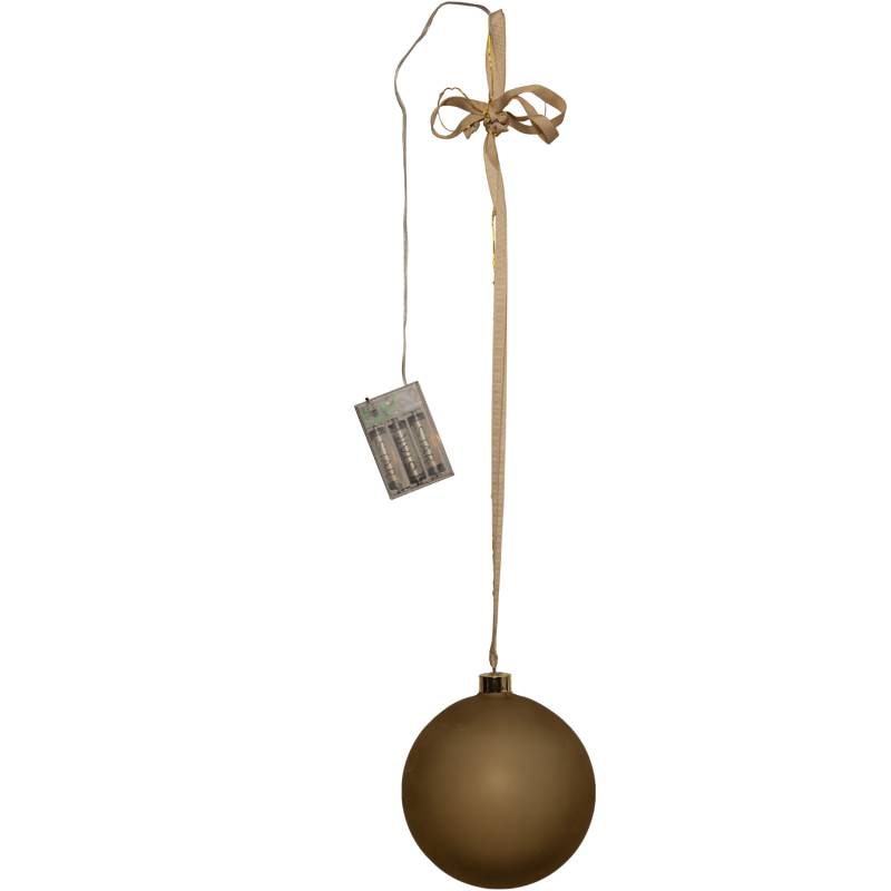 LED Christbaumkugel - Weihnachtskugel - Glas - 18 warmweiße LED - D: 15cm - Timer - Batterie - gold von MARELIDA