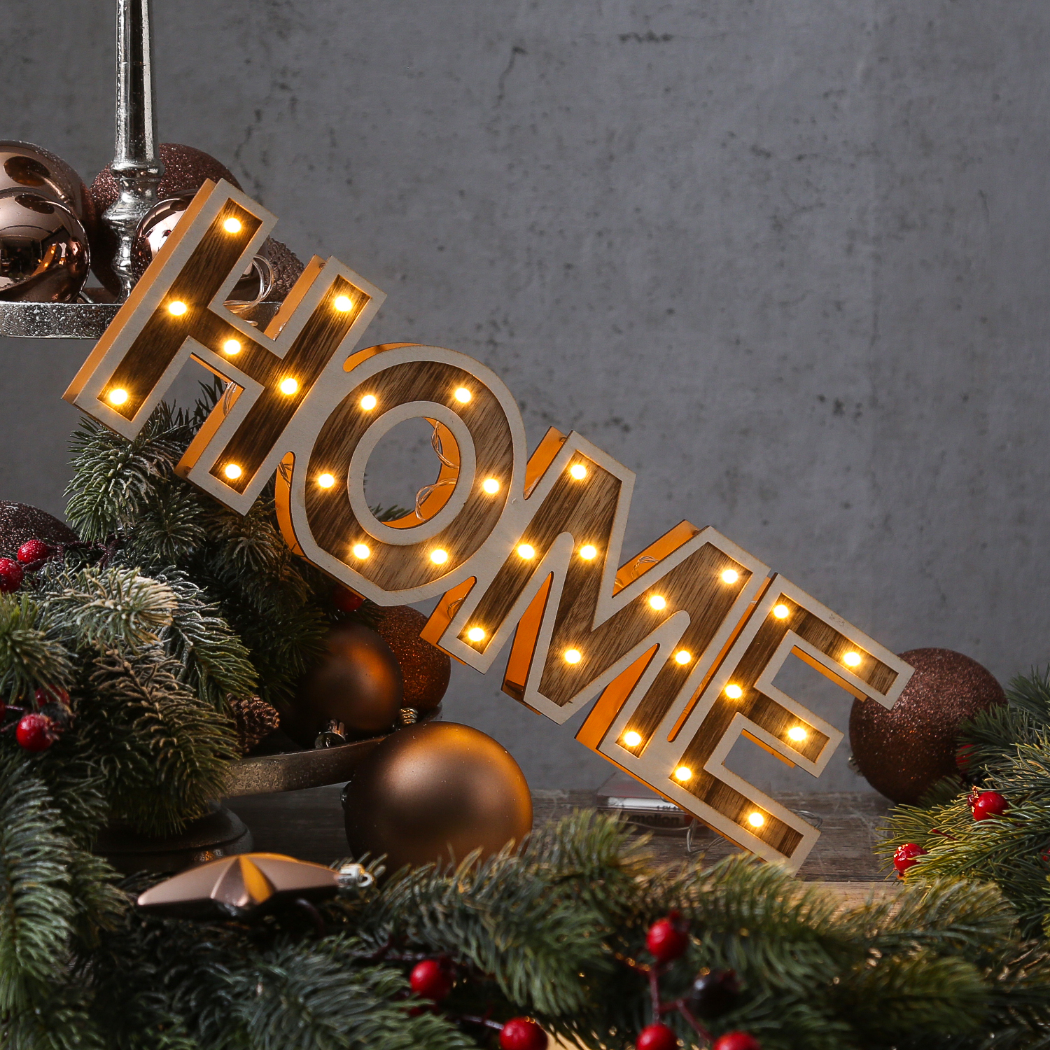 LED Dekolicht HOME - Schriftzug - 28 warmweiße LED - L: 38cm - H: 11cm - Batteriebetrieb - natur LED Dekolicht HOME - Schriftzug - 28 warmweiße LED - L: 38cm - H: 11cm - Batteriebetrieb - natur von MARELIDA