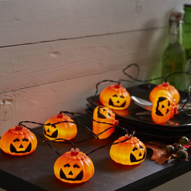 LED Halloween Lichterkette "Pumpy" - 8 orangene Kürbisse - L: 2,1m ... von MARELIDA