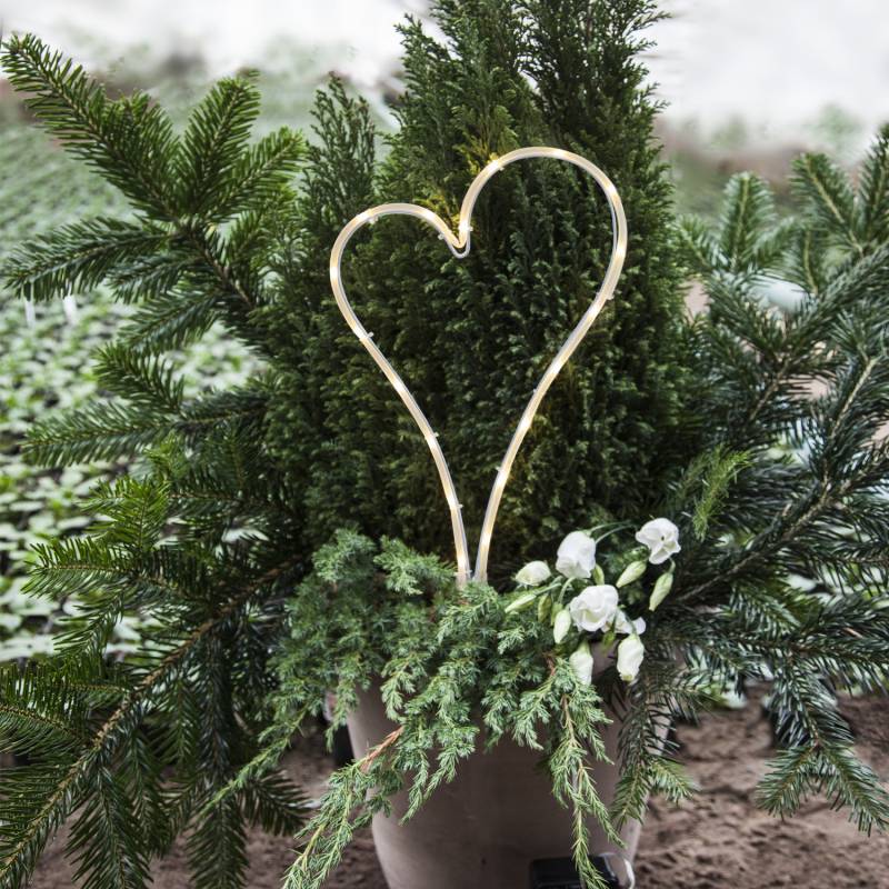 LED Herz für Außen - Grabschmuck - H: 39cm - 18 warmweiße LED - Batteriebox ca. 1 Monat/Satz - Timer von MARELIDA