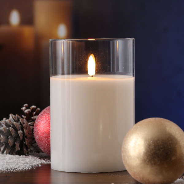 LED Kerze im Glas - Windlicht - Echtwachs - flackernde 3D Flamme - ... LED Kerze im Glas - Windlicht - Echtwachs - flackernde 3D Flamme - ... von MARELIDA
