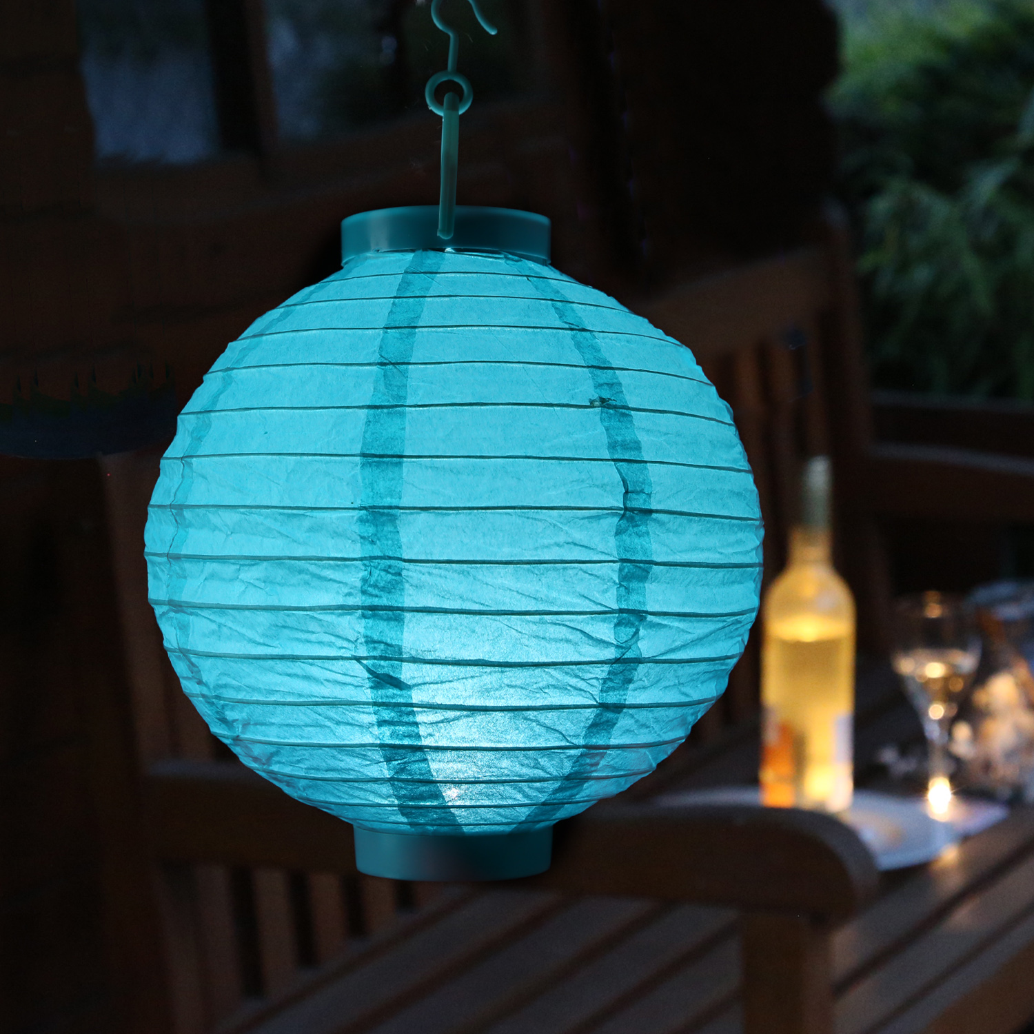 LED Lampion - kaltweiße LED - D: 20cm - Montagehaken - Batteriebetrieb - türkis LED Lampion - kaltweiße LED - D: 20cm - Montagehaken - Batteriebetrieb - türkis von MARELIDA
