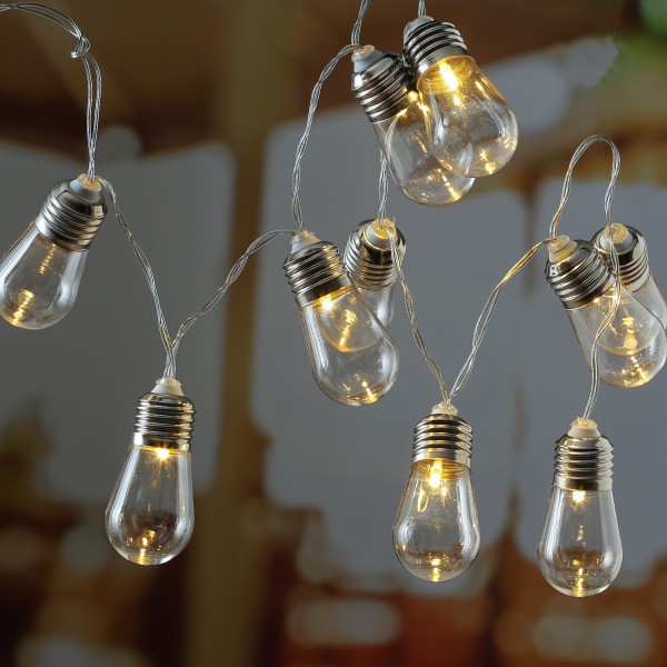 LED Lichterkette - 10 transparente Mini Glühbirnen - 10 warmweiße L... von MARELIDA