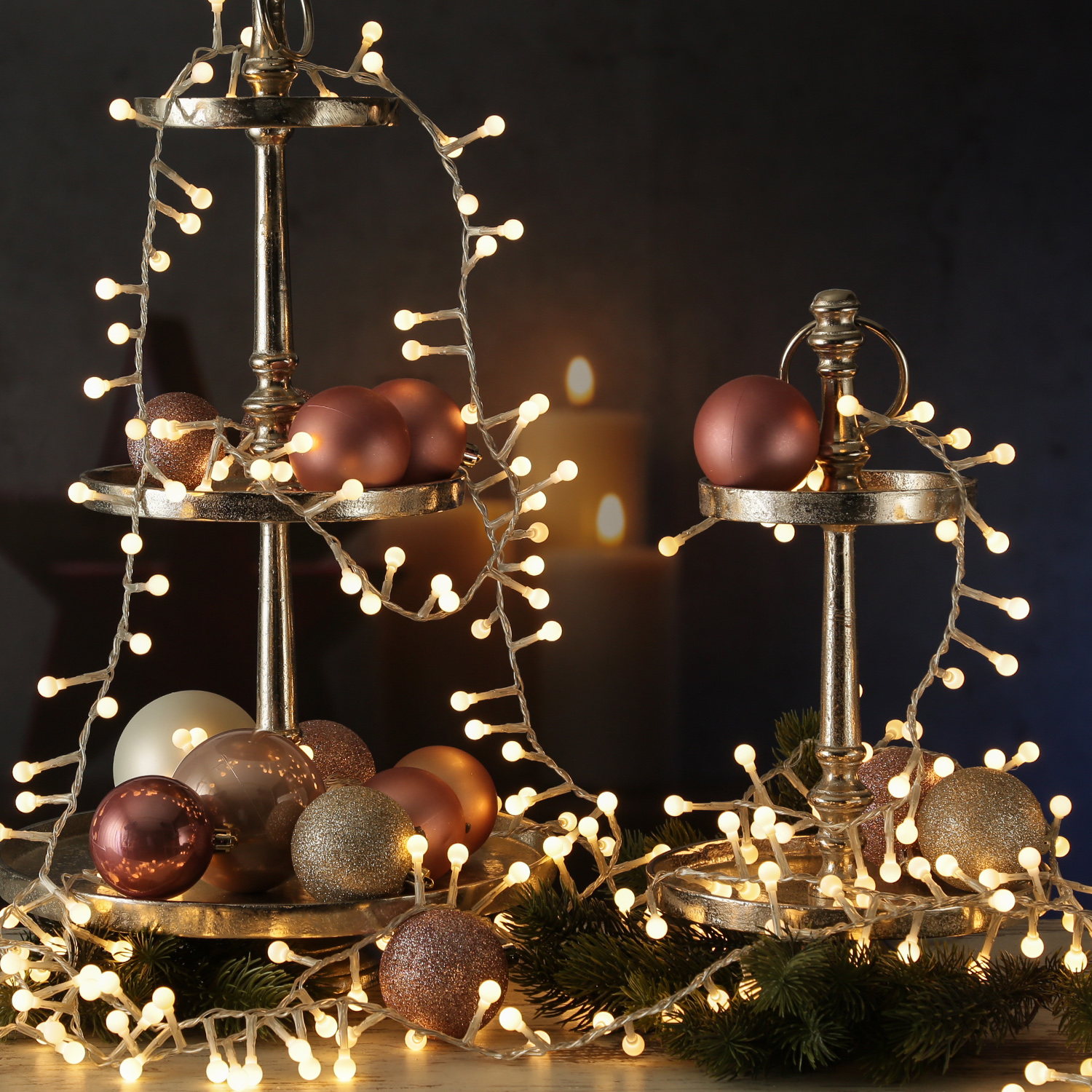 LED Lichterkette BERRY TWINKLE - 350 weiße Mini Kugeln - 8 Funktionen - Timer - L: 7,5m von MARELIDA