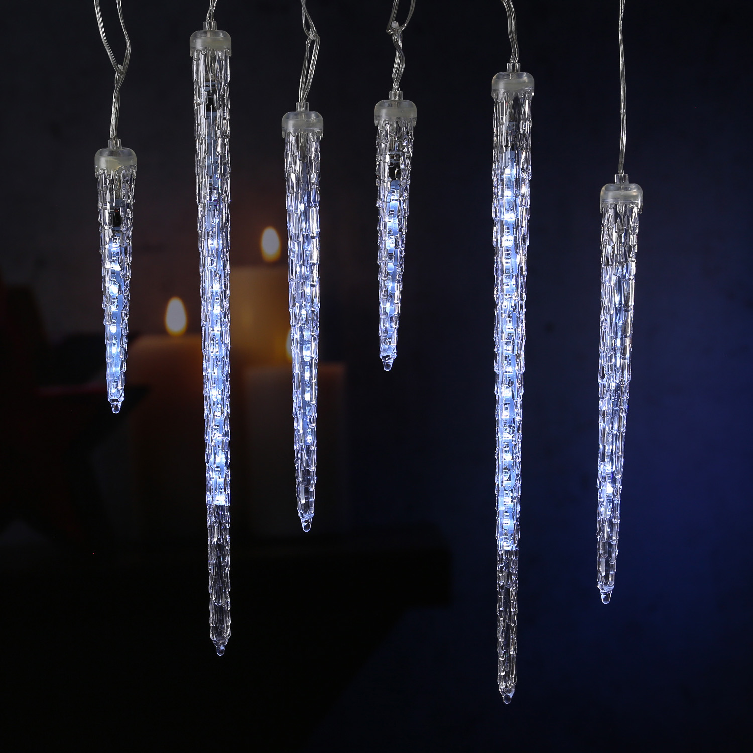 LED Lichterkette Eiszapfen - Schneefalleffekt - kaltweiße LED - L: 2,5m - für Außen - transparent von MARELIDA