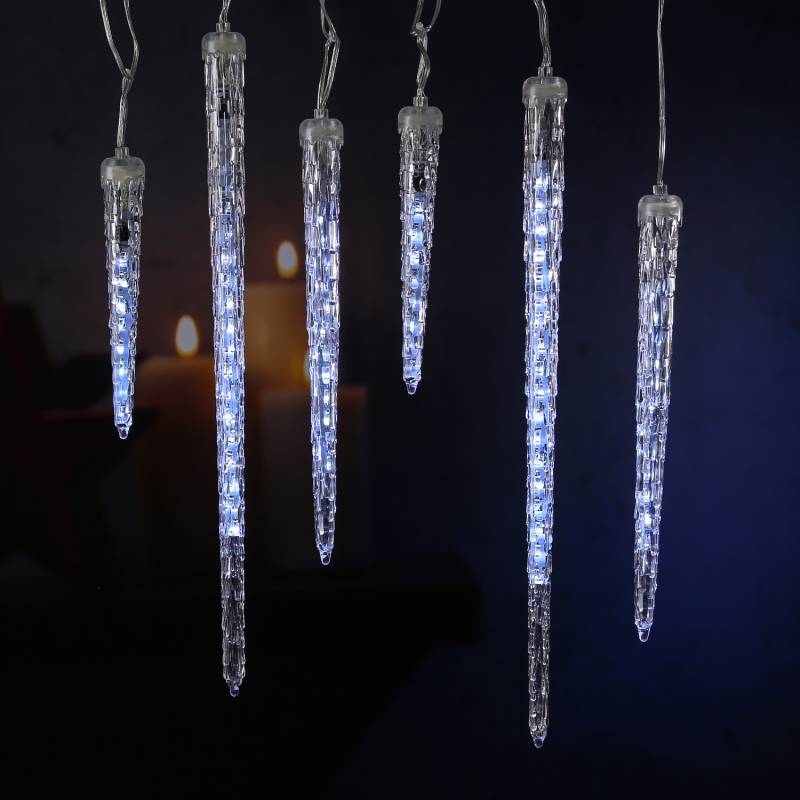 LED Lichterkette Eiszapfen - Schneefalleffekt - kaltweiße LED - L: 2,5m - für Außen - transparent von MARELIDA