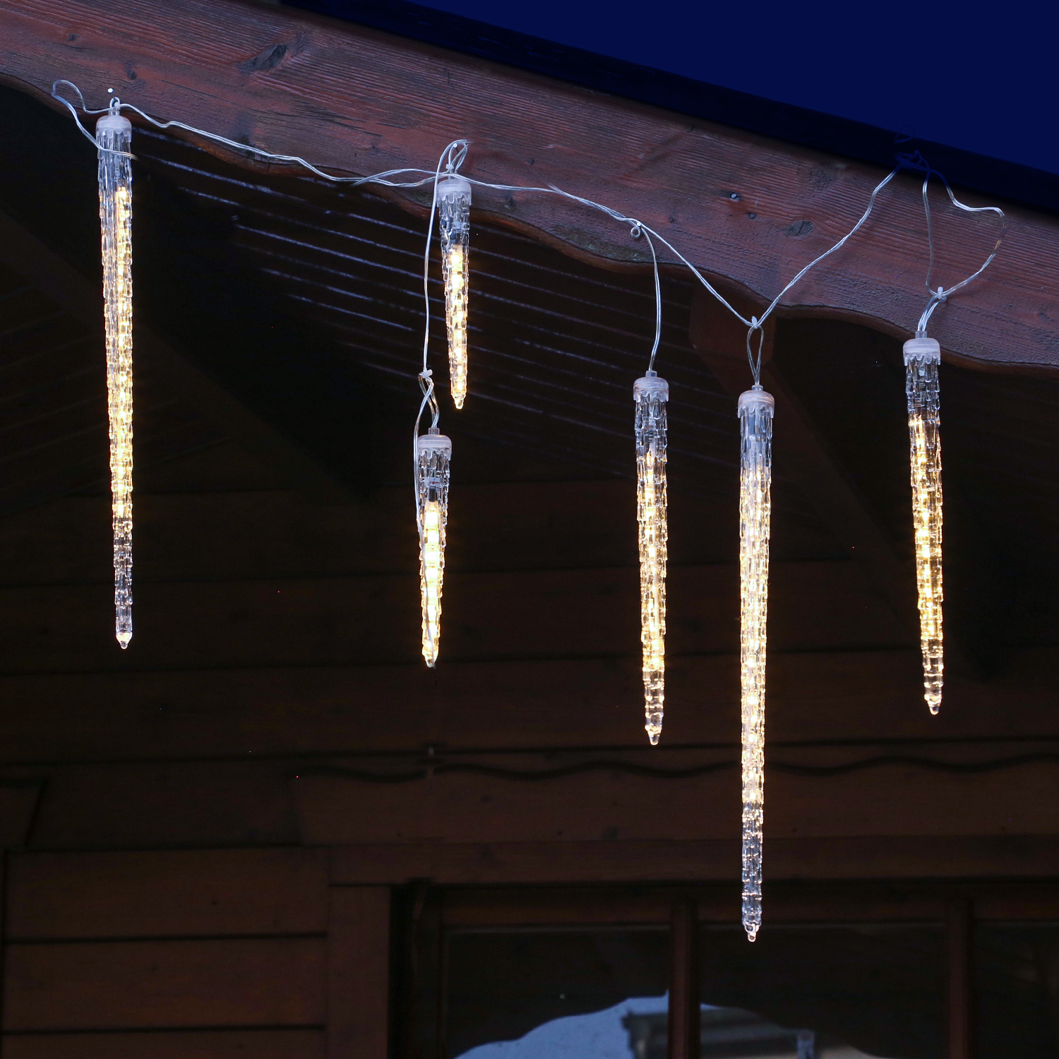 LED Lichterkette Eiszapfen - Schneefalleffekt - warmweiße LED - L: ... von MARELIDA