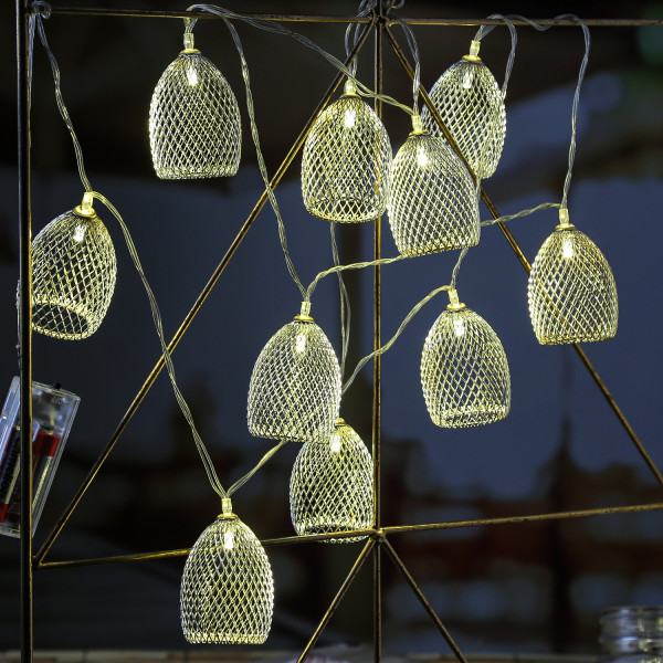 LED Lichterkette GLAMOUR - 10 silberne Lampenschirmchen - L: 1,8m -... von MARELIDA