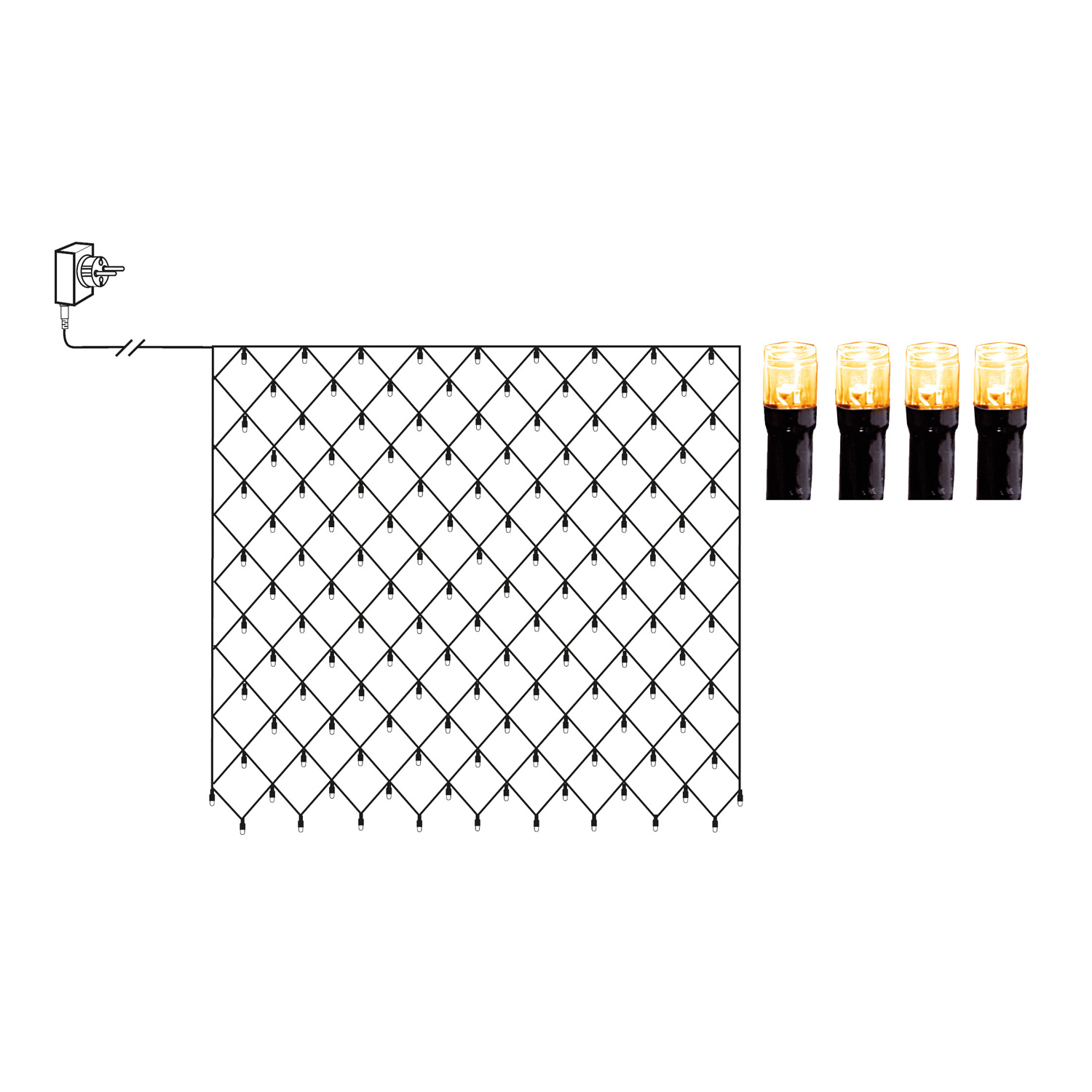LED Lichternetz - GOLDEN LED Serie - 160 ultra warmweiße LED - 2m x 2m - schwarzes Kabel - für Außen LED Lichternetz - GOLDEN LED Serie - 160 ultra warmweiße LED - 2m x 2m - schwarzes Kabel - für Außen von MARELIDA