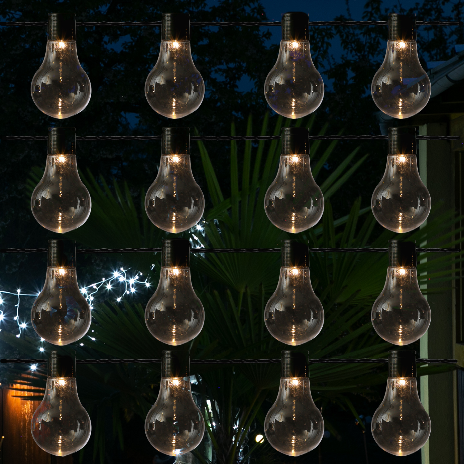 LED Party Lichterkette - 16 transparente Glühbirnen - warmweiße LED... von MARELIDA