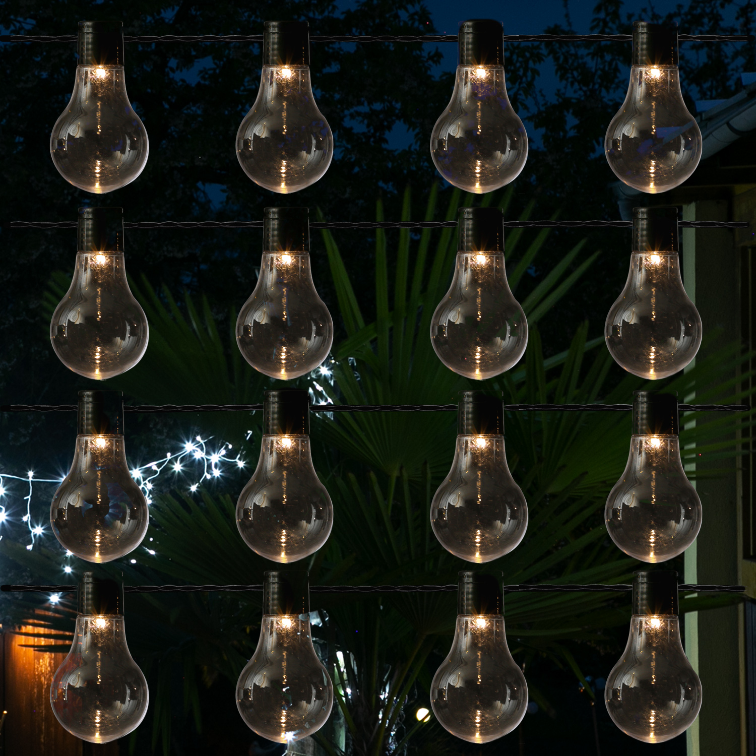 LED Party Lichterkette - 16 transparente Glühbirnen - warmweiße LED - 4,5m - für Außen von MARELIDA
