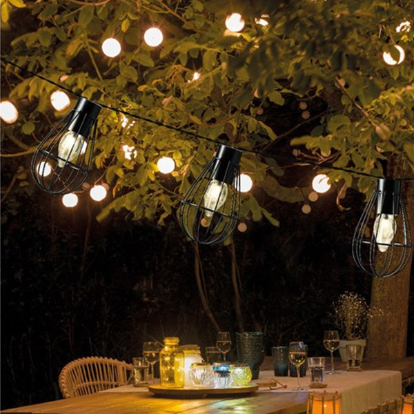 LED Solar Gitter Lichterkette INDUSTRIAL - 8 warmweiße Gitterlampen... von MARELIDA