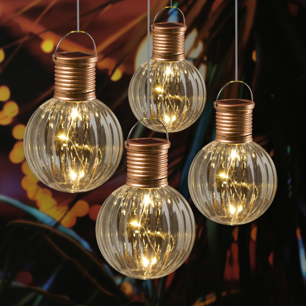 LED Solar Glühbirnen GLOW - Kugelleuchten - wamweiße LED - H: 11cm ... von MARELIDA