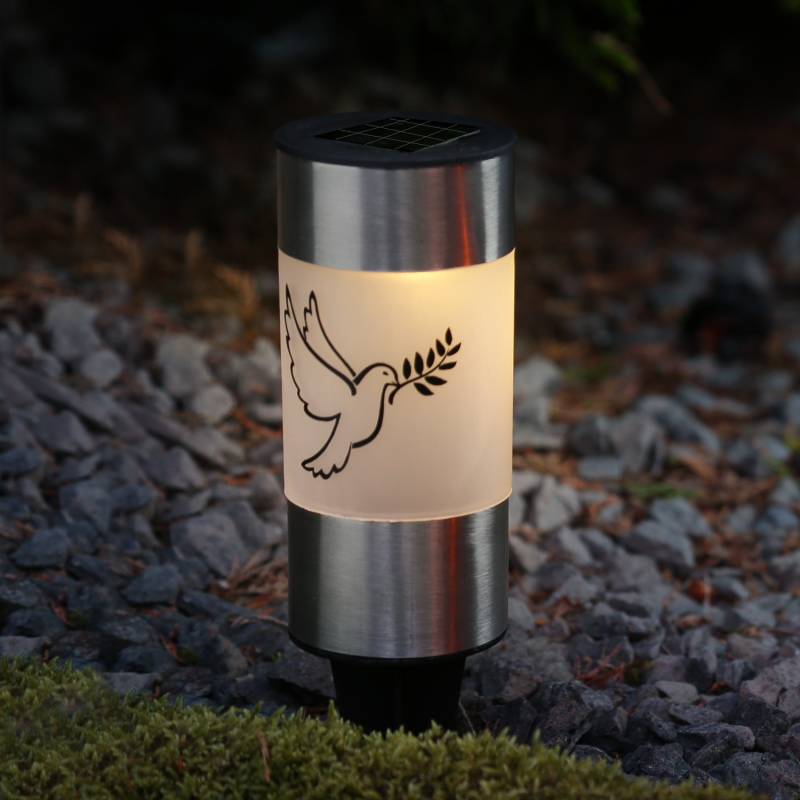 LED Solar Grablicht Taube - Grabkerze - H: 14cm - D: 6cm - Lichtsen... von MARELIDA