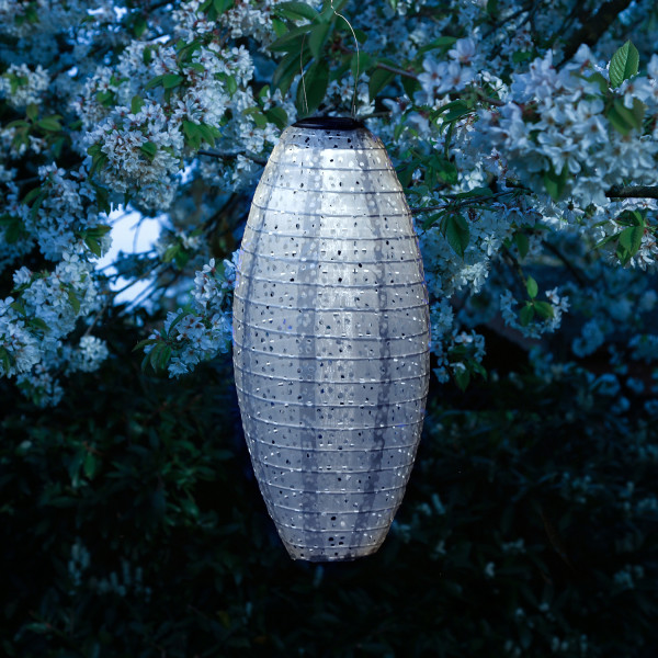 LED Solar Lampion oval - mit Blumenmuster - warmweiße LED - H: 40cm... von MARELIDA