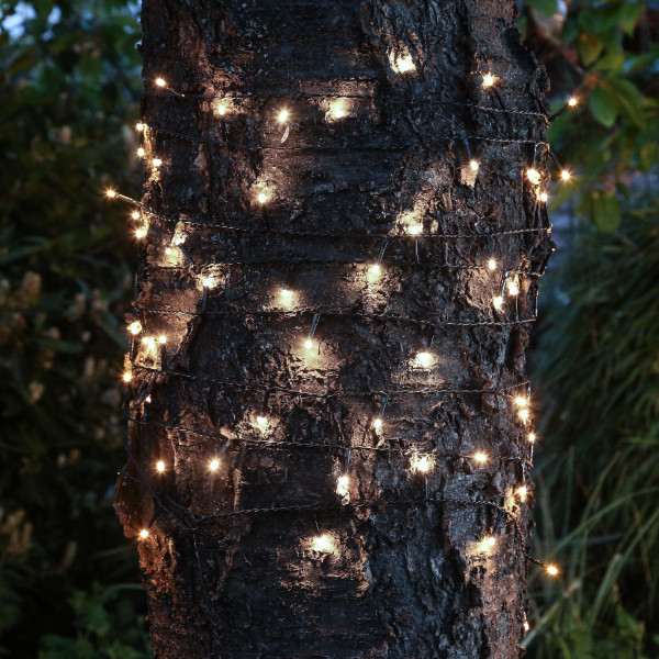 LED Solar Lichterkette - 50 kaltweiße LED - Blinkfunktion - grünes ... von MARELIDA