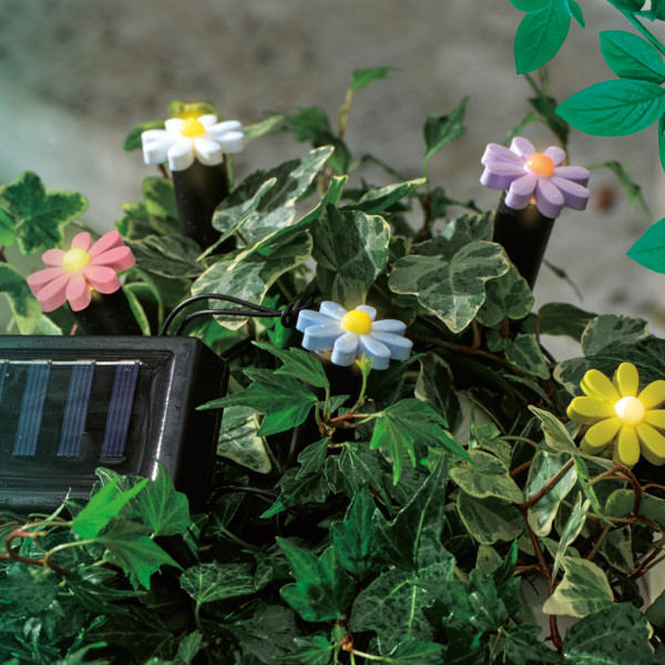 LED Solar Lichterkette Blumen - 5 Gartenstecker mit bunten Blümchen... von MARELIDA
