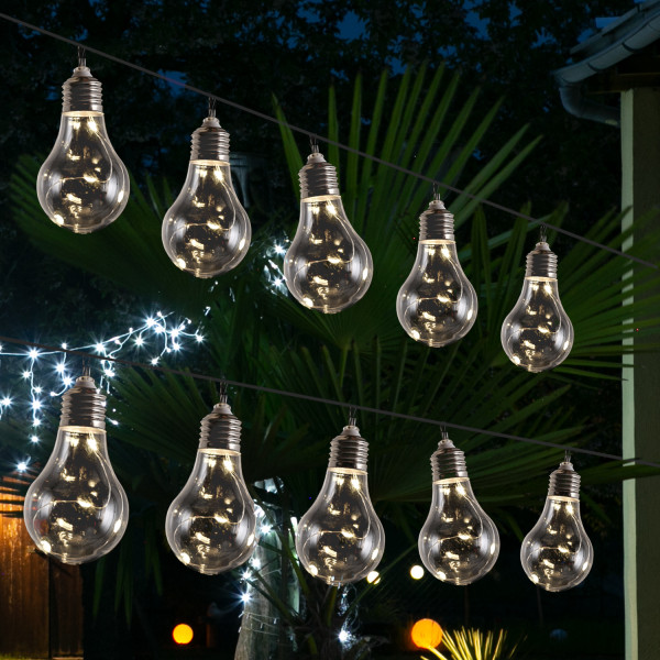 LED Solar Lichterkette GLOW - 10 Glühbirnen mit Drahtlichterkette -... von MARELIDA