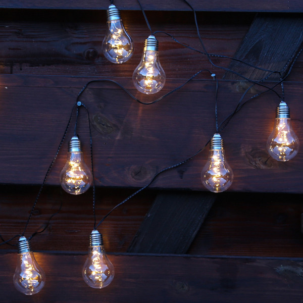 LED Solar Lichterkette mit 10 transparenten Glühbirnen mit Drahtlic... von MARELIDA