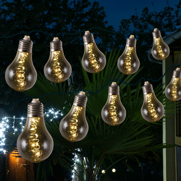 LED Solar Lichterkette mit 10 grauen Glühbirnen mit Drahtlichterket... von MARELIDA