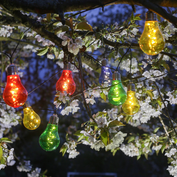 LED Solar Lichterkette mit 10 bunten Glühbirnen mit Drahtlichterket... von MARELIDA