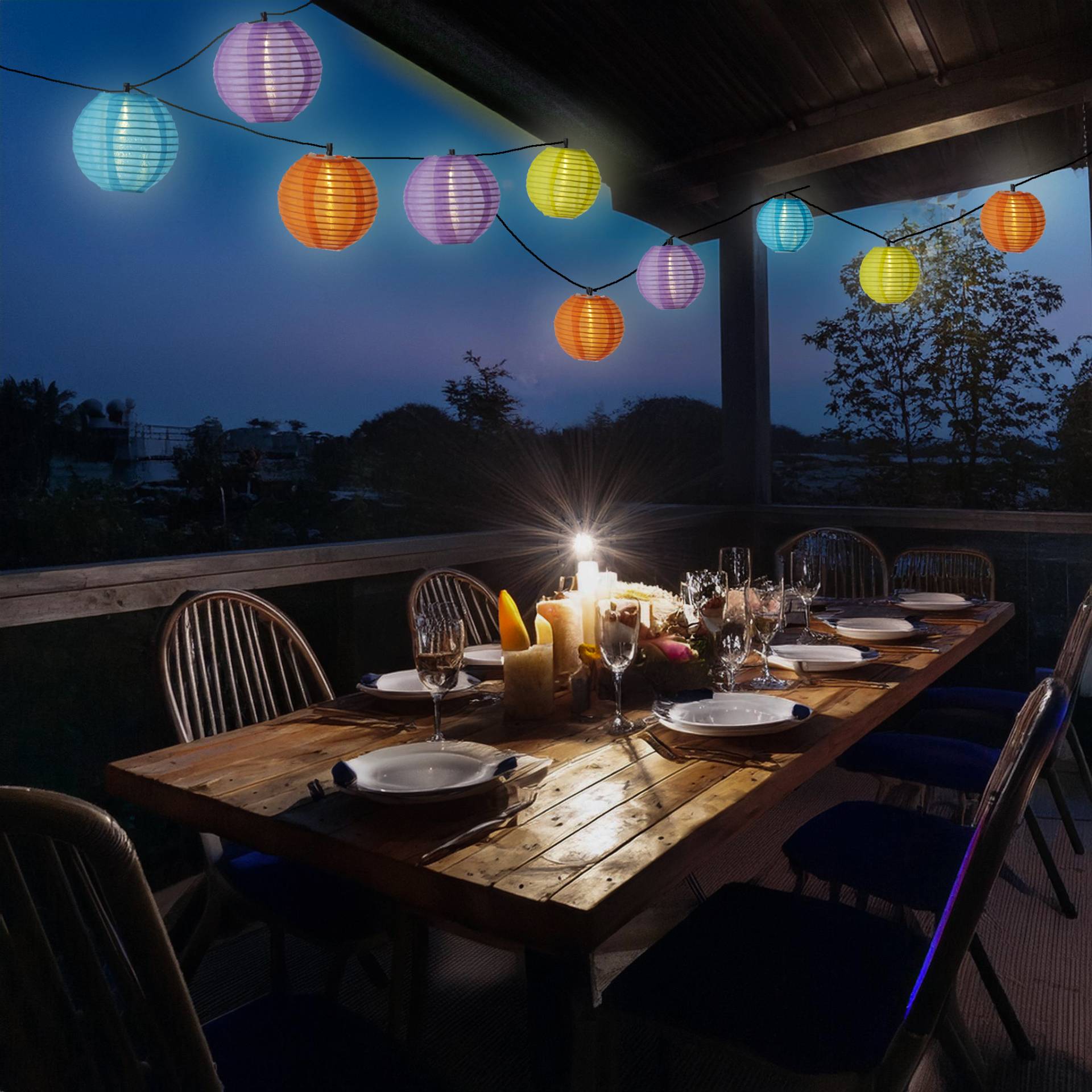 LED Solar Lichterkette LAMPIONS - 10 warmweiße LED - L: 4,5m - 8 Funktionen - Lichtsensor - bunt LED Solar Lichterkette LAMPIONS - 10 warmweiße LED - L: 4,5m - 8 Funktionen - Lichtsensor - bunt von MARELIDA