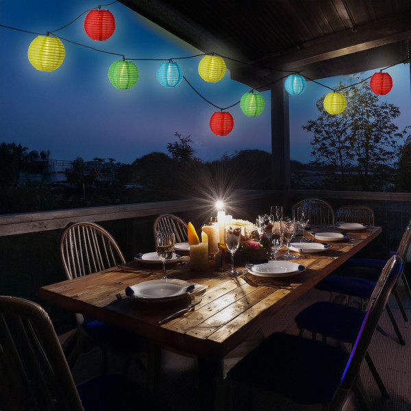 LED Solar Lichterkette LAMPIONS - 10 warmweiße LED - L: 4,5m - 8 Fu... von MARELIDA