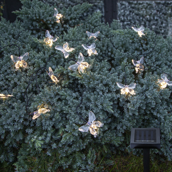 LED Solar Lichterkette Schmetterlinge - 15 warmweiße LED - L: 2,8m ... von MARELIDA
