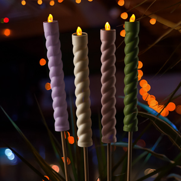LED Solar Stabkerzen TWIST - Gartenstecker - gelbe LED - H: 106cm -... von MARELIDA