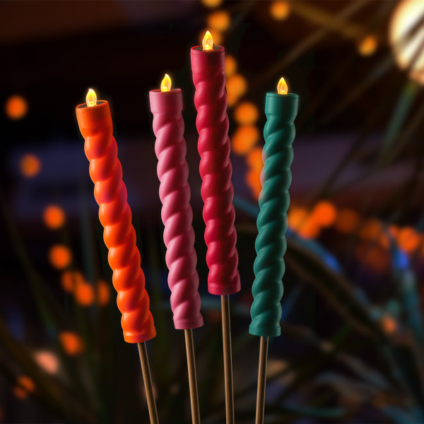 LED Solar Stabkerzen TWIST - Gartenstecker - gelbe LED - H: 106cm -... von MARELIDA
