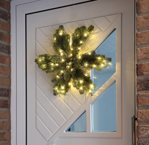 LED Tannenkranz - sternförmig - Kunststoff - 50 warmweiße LED - D: ... von MARELIDA