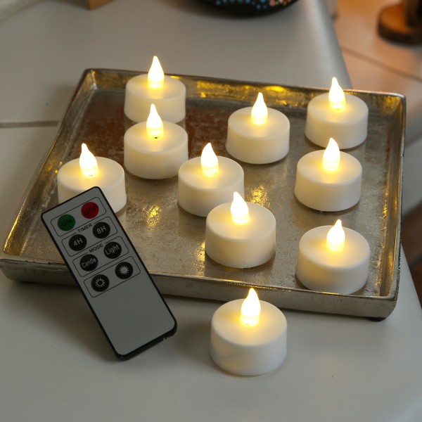 LED Teelichter - inkl. Fernbedienung - inkl. Batterien - Timer - D:... von MARELIDA