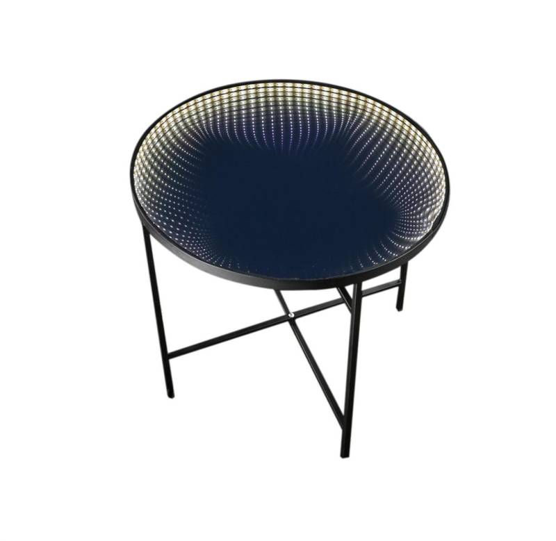 LED Tisch WARP - rund - Endlos Optik - Infinity Spiegeltisch mit LED - D: 49cm - Batterie - Timer von MARELIDA