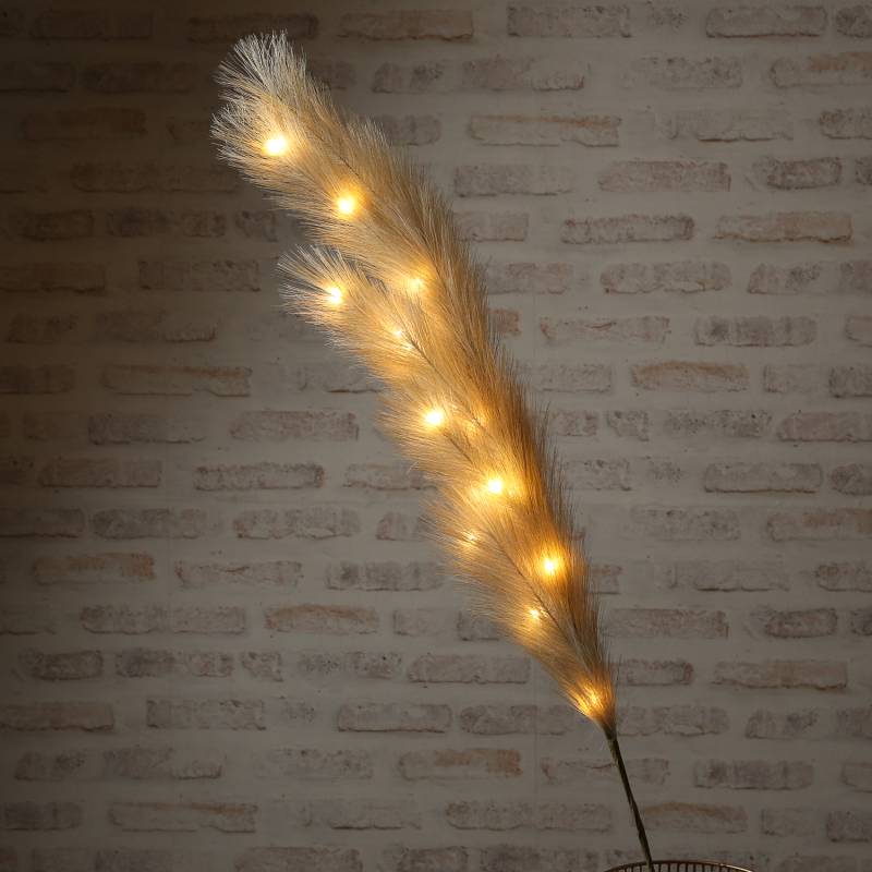 LED Zweig Federbüschel - Pampasgras - 15 warmweiße LED - H: 118cm -... von MARELIDA