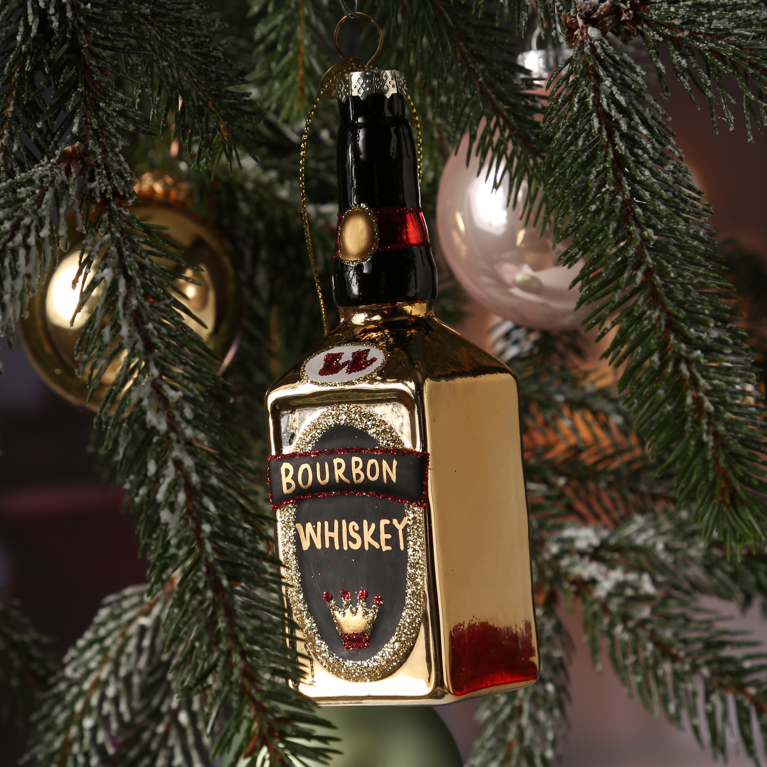 Weihnachtsbaumschmuck BOURBON WHISKEY Flasche - Glas - inkl. Aufhän... von MARELIDA