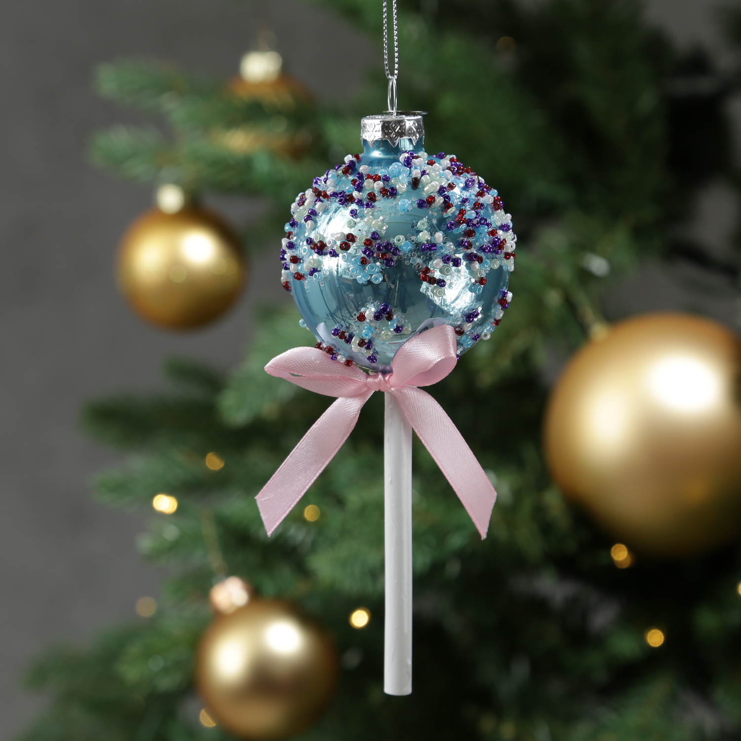 Weihnachtsbaumschmuck Lolli - mit Perlen verziert - Glas - Christba... von MARELIDA