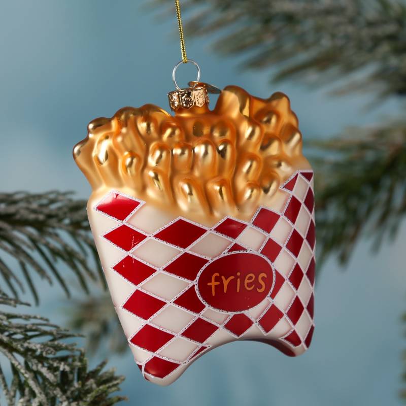 Weihnachtsbaumschmuck POMMES - Glas - Christbaumschmuck - matt - H: 11cm - gold, rot, weiß von MARELIDA