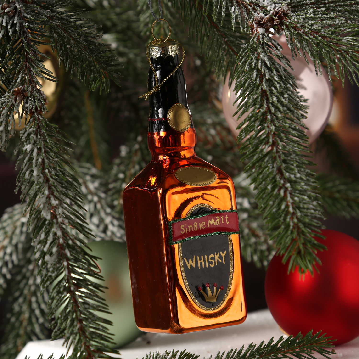 Weihnachtsbaumschmuck WHISKY Flasche - Christbaumschmuck - Glas - i... von MARELIDA