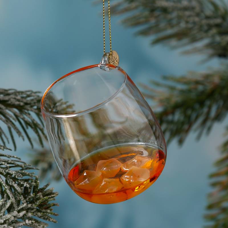 Weihnachtsbaumschmuck WHISKYGLAS - Glas - inkl. Aufhänger - H: 7,5cm - bernstein, transparent von MARELIDA