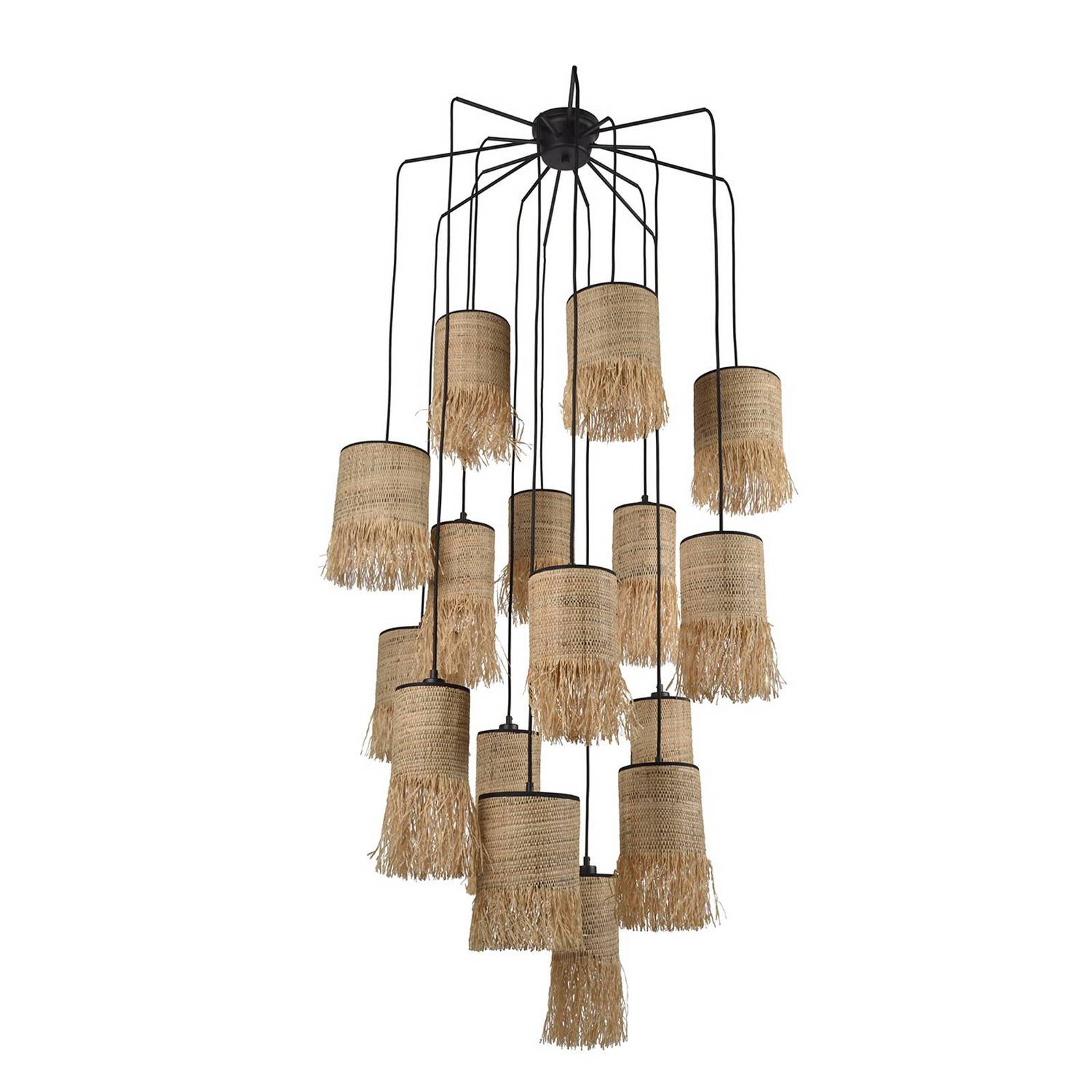 MARKET SET Hängelampe Formentera, Ø 70 cm, Palmfaser 16-flg. von MARKET SET