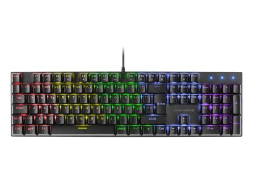 MARSGAMING Gaming MK422 Schwarz, Mechanische Tastatur RGB, Antighosting, Mechanischer Switch Blau, Portugiesische Sprache, MK422BPT von MARSGAMING