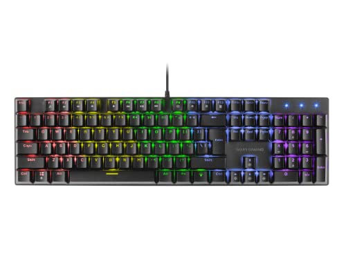 MARSGAMING Gaming MK422 Schwarz, Mechanische Tastatur RGB, Antighosting, Mechanischer Switch Braun, US Sprache, MK422BRUS von MARSGAMING