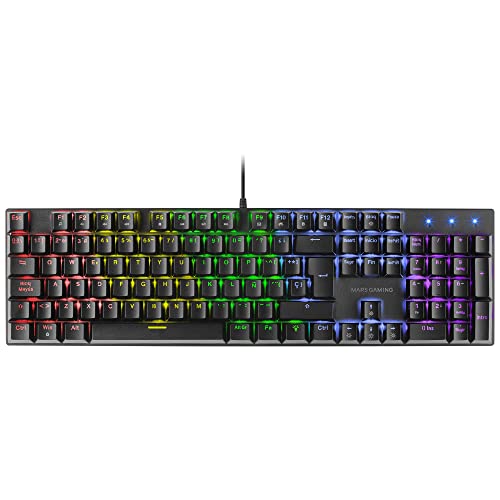 MARSGAMING Gaming MK422 Schwarz, Mechanische Tastatur RGB, Antighosting, Mechanischer Switch Rot, Spanische Sprache, MK422RES von MARSGAMING