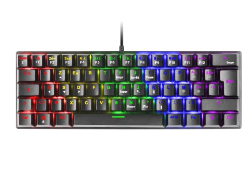 MARSGAMING Gaming MK60 Schwarz, Mechanische Tastatur FRGB, Antighosting, Switch Mechanischer Blau, Französisch Sprache, MK60BFR von MARSGAMING