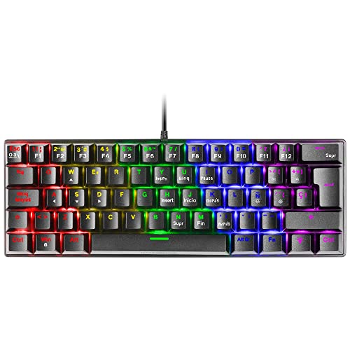 MARSGAMING Gaming MK60 Schwarz, Mechanische Tastatur FRGB, Antighosting, Switch Mechanischer Rot, Spanisch Sprache, MK60RES von MARSGAMING