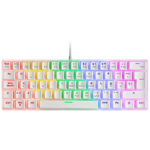 MARSGAMING Gaming MK60 WeiÃŸ, Mechanische Tastatur FRGB, Antighosting, Switch Mechanischer Rot, Spanisch Sprache, MK60WRES von MARSGAMING