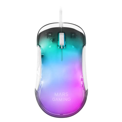 MARSGAMING Gaming MMGLOW, Chroma-Glow RGB Gaming-Maus, Spiegelnde Oberfläche, Ultraleicht, 12800 DPI, Weiß von MARSGAMING