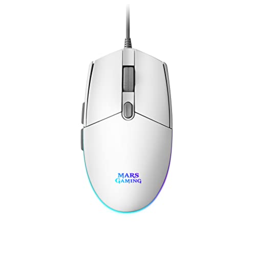 MARSGAMING Gaming MMGW, Weiße Gaming-Maus, RGB-Flow, Anti-Rutsch, Mac/Windows/Linux von Mars Gaming